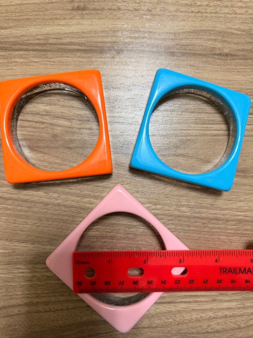 Sassy Jones Square Resin Bangle Set - Pink, Orange, Blue - Picture 3 of 3